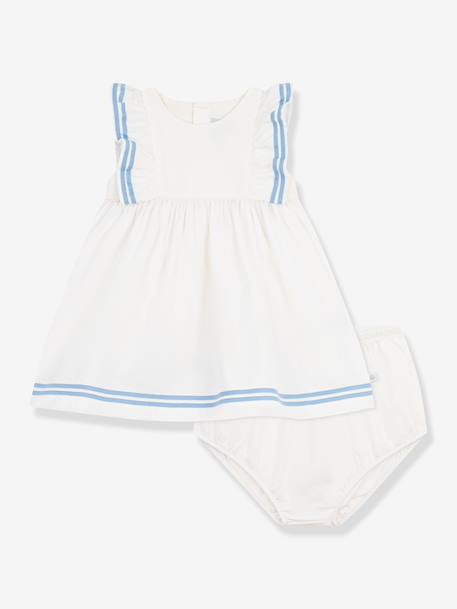Cotton baby girl's dress and bloomer white 
