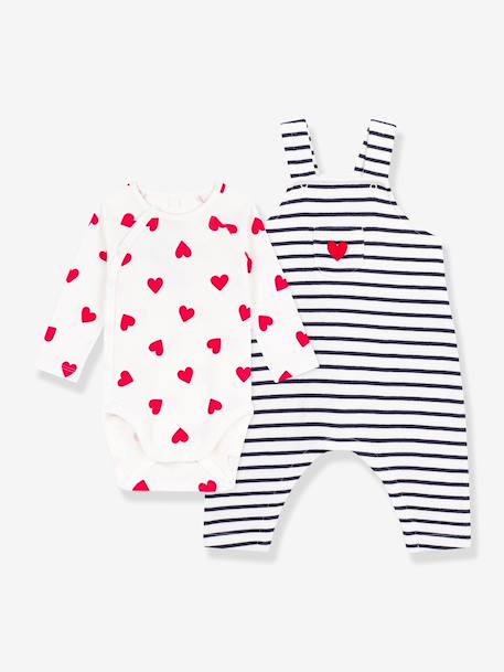 Set bodysuit dungaree Petit Bateau ecru 