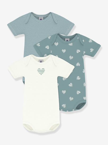 Pack of 3 short-sleeved baby bodysuits white 