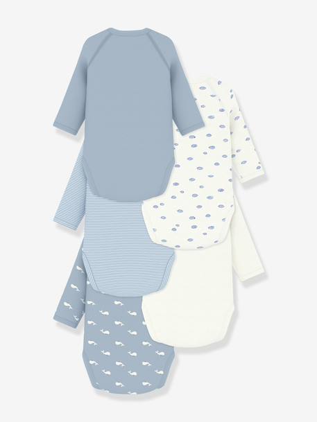 Pack of 5 long-sleeved wrap bodysuits for babies white 
