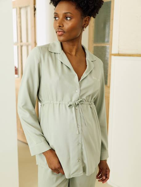 Pyjamas 2-piece for expectant mothers sage green 
