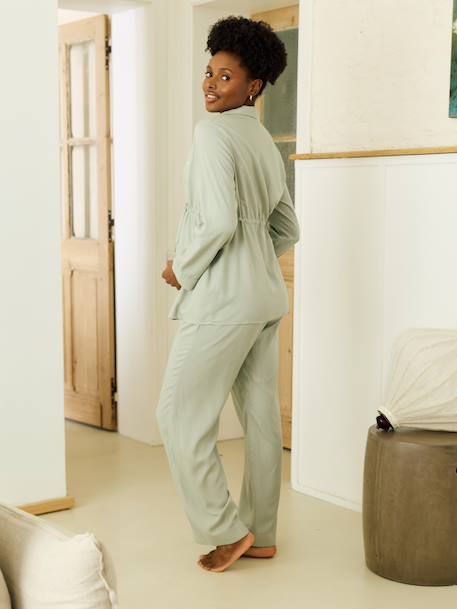 Pyjamas 2-piece for expectant mothers sage green 