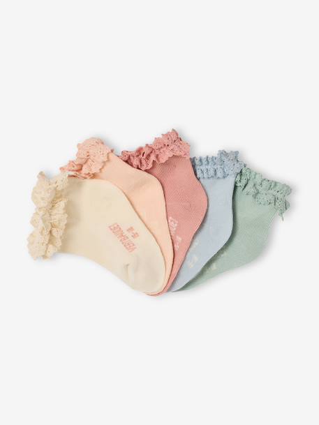 Pack of 5 Pairs of Socks for Baby Girls blush+clay beige+ecru 