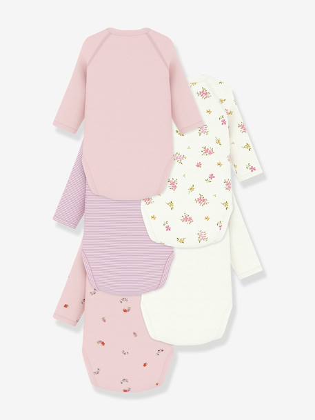 Pack of 5 Petit Bateau baby wrap bodysuits white 