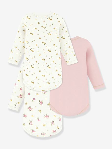Pack of 3 long-sleeved baby bodysuits white 