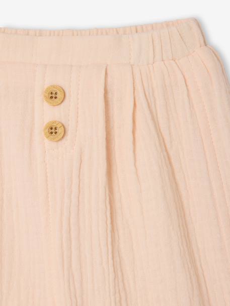 Harem-Style Trousers in Cotton Gauze BLUE DARK SOLID+Light Green+rose+White+yellow 
