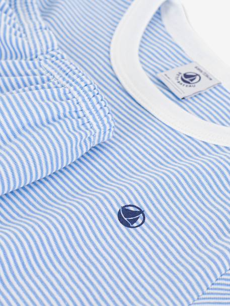 Striped cotton short pyjamas for children PETIT BATEAU blue 