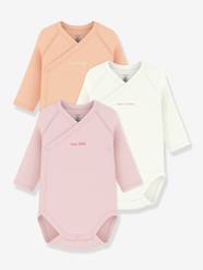 Pack of 3 Petit Bateau baby wrap bodysuits