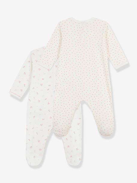 Pack of 2 cotton sleepsuits for babies Petit Bateau white 