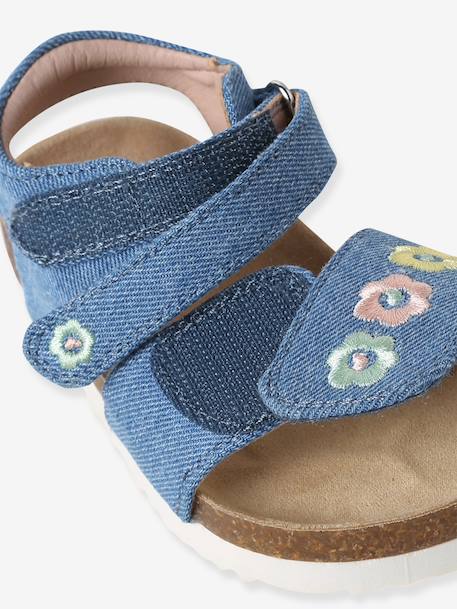 Textile baby sandals with hook and loop straps denim blue 