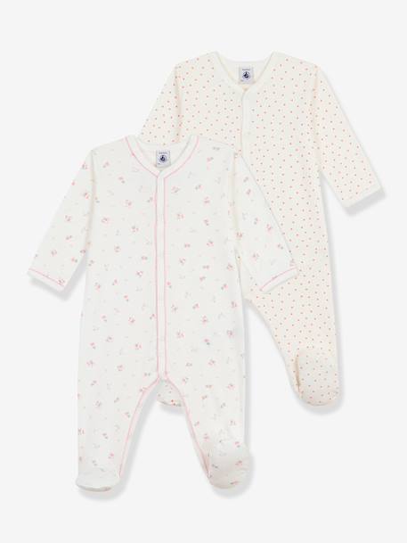 Pack of 2 cotton sleepsuits for babies Petit Bateau white 