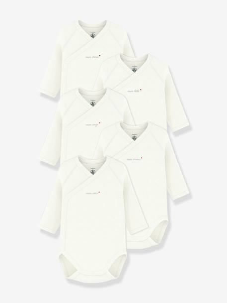 Pack of 5 PETIT BATEAU wrap bodysuits white 
