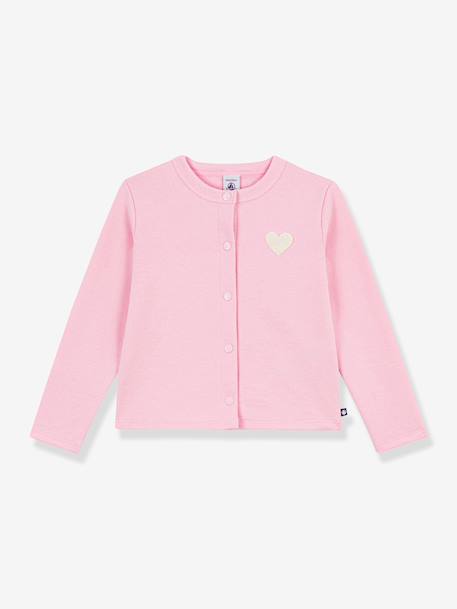 Plain cotton cardigan for children by PETIT BATEAU rose 