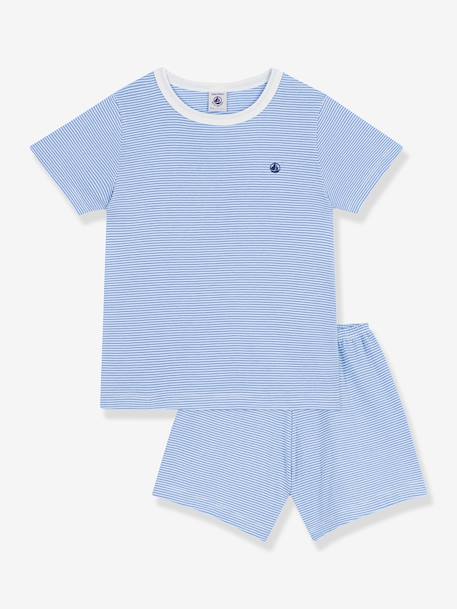 Striped cotton short pyjamas for children PETIT BATEAU blue 