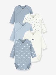 Pack of 5 long-sleeved wrap bodysuits for babies