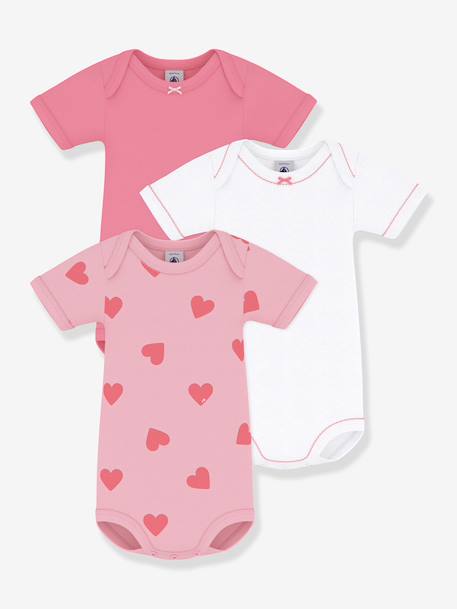 Pack of 3 short-sleeved baby bodysuits white 