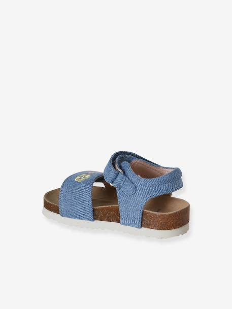 Textile baby sandals with hook and loop straps denim blue 