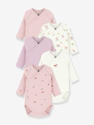 Pack of 5 Petit Bateau baby wrap bodysuits