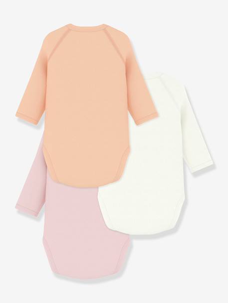 Pack of 3 Petit Bateau baby wrap bodysuits sage green 