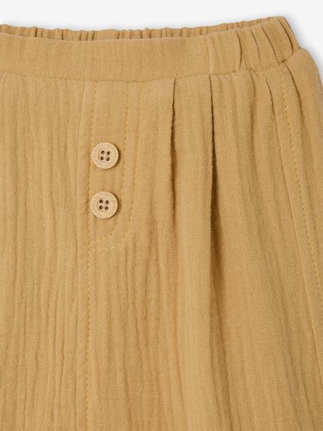 Harem-Style Trousers in Cotton Gauze BLUE DARK SOLID+Light Green+rose+White+yellow 