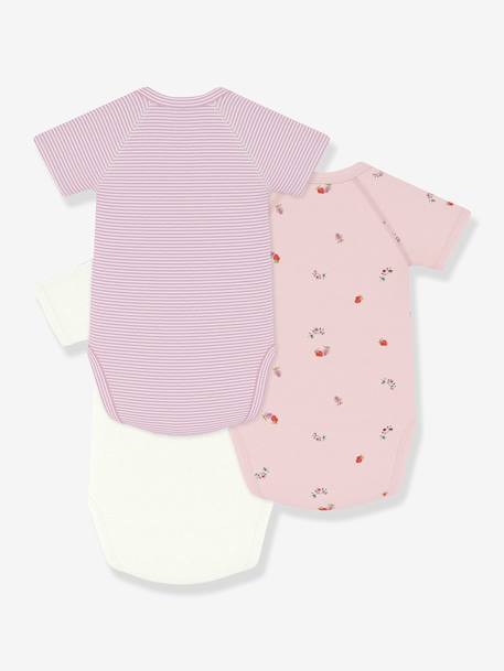 Pack of 3 crossover bodysuit in cotton for babies Petit Bateau white 
