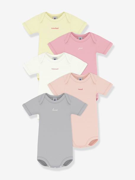 Pack of 5 short-sleeved baby bodysuits white 