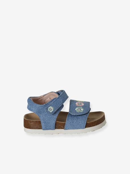 Textile baby sandals with hook and loop straps denim blue 
