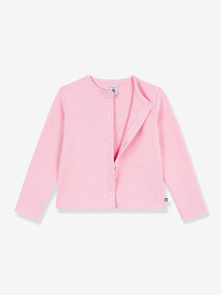 Plain cotton cardigan for children by PETIT BATEAU rose 