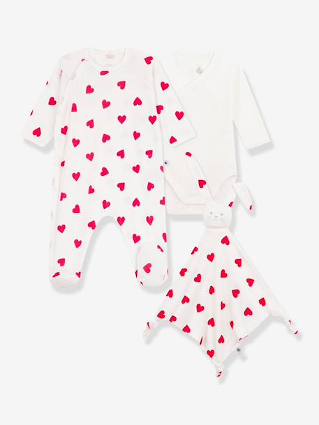 Newborn set with a cotton heart by PETIT BATEAU white 
