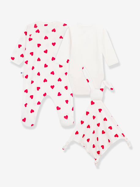 Newborn set with a cotton heart by PETIT BATEAU white 