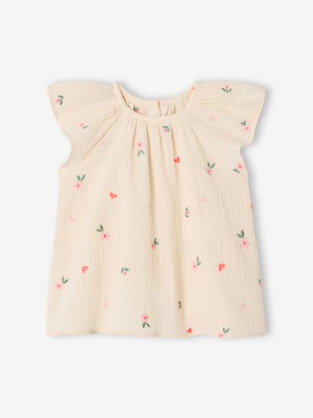 Girl's short-sleeved blouse ecru 