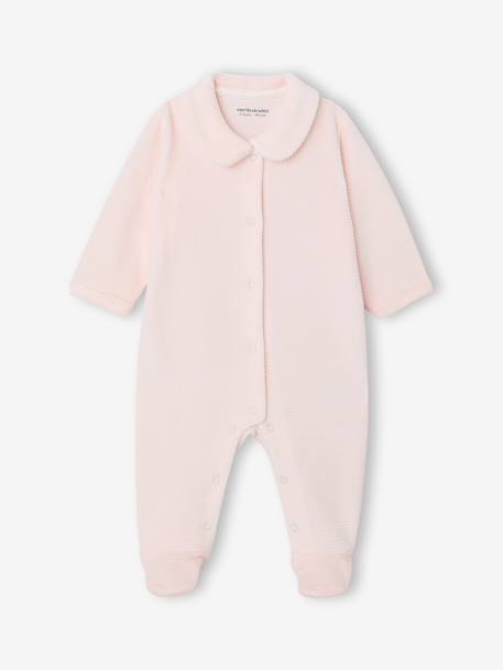 Pack of 2 Corduroy Sleepsuits with Front Opening for Babies beige+rose 