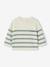 Striped knitted baby jumper caramel+navy blue+sage green 