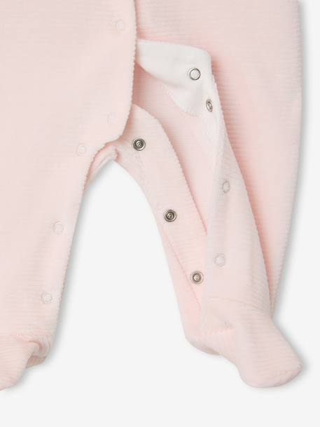 Pack of 2 Corduroy Sleepsuits with Front Opening for Babies beige+rose 