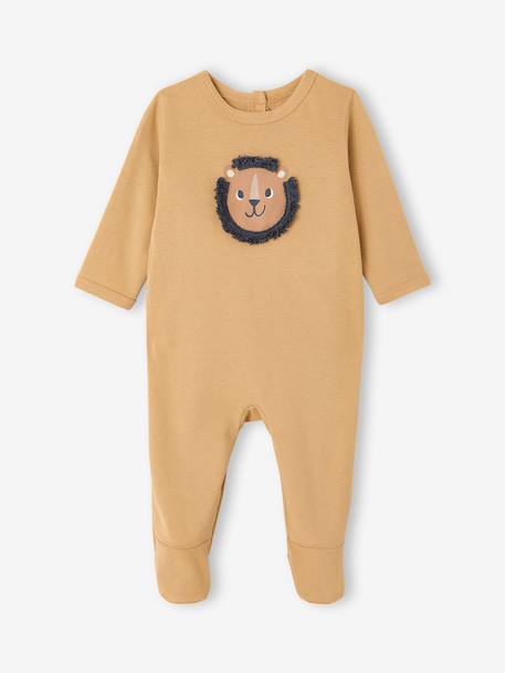 Sleepsuit for newborn boys with opening beige 
