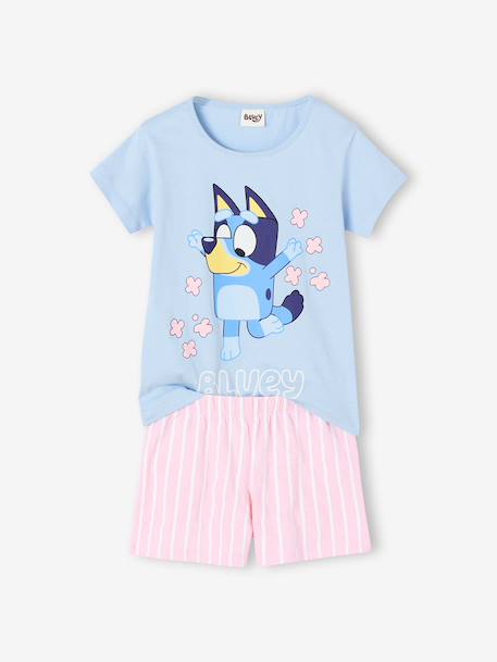 Girls' Bluey cotton pyjama shorts striped pink 