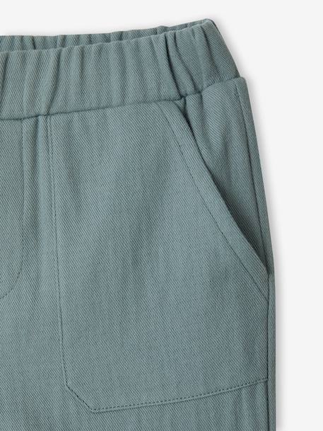 Boys' cotton muslin trousers with adjustable waist emerald green 