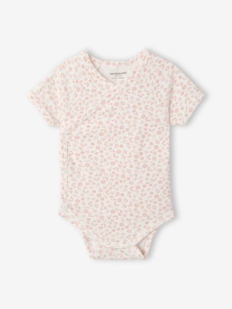 Pack of 3 short-sleeved girl's bodysuits rose 