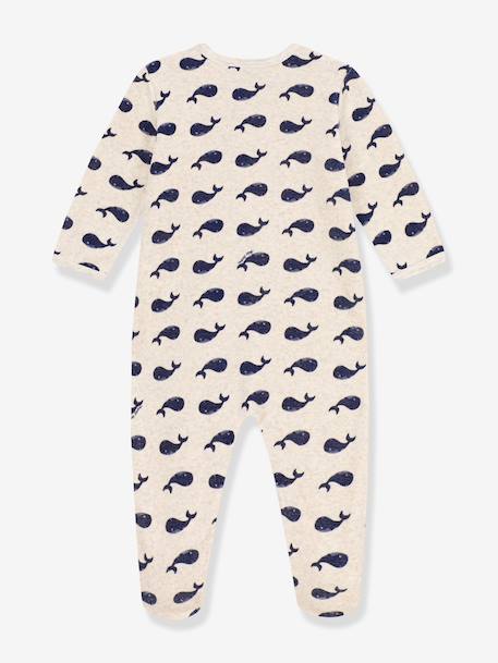 Baby velvet sleepsuit with whale design beige 