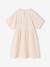 Girl's embroidered gauze dress, knee-length sandy beige 