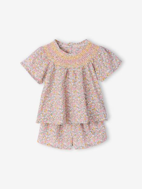 Girl's set blouse + short multicoloured 