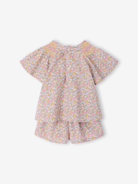 Girl's set blouse + short multicoloured 