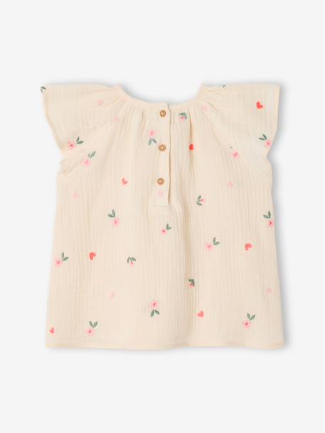Girl's short-sleeved blouse ecru 