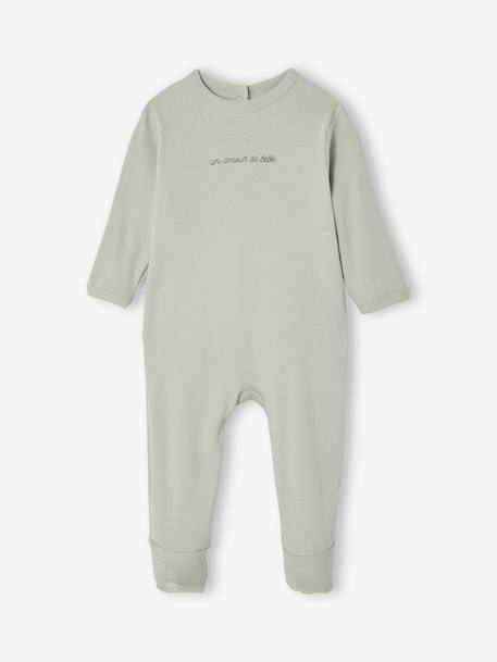 Pack of 2 sleepsuits with back opening sage green 