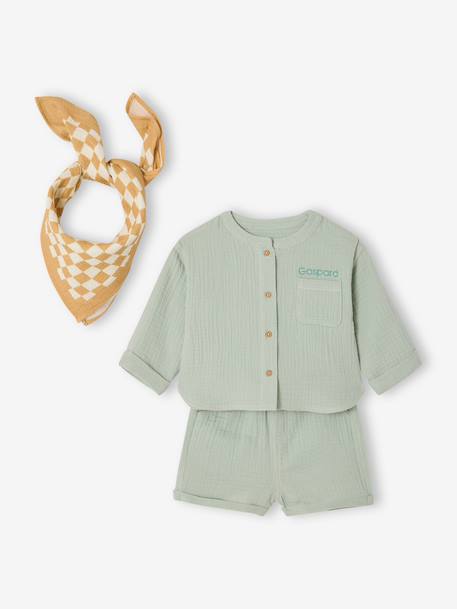 Set of 3-piece shorts for baby boys aqua green 