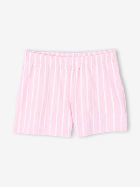 Girls' Bluey cotton pyjama shorts striped pink 