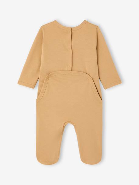 Sleepsuit for newborn boys with opening beige 