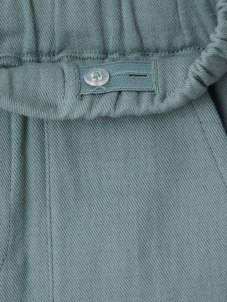 Boys' cotton muslin trousers with adjustable waist emerald green 