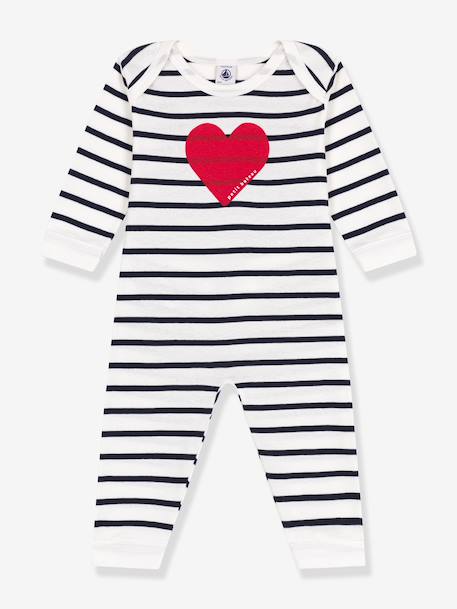 Pyjamas with heart print PETIT BATEAU ecru 