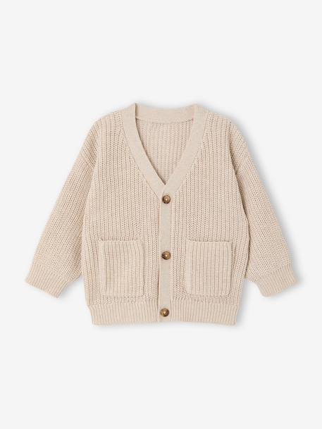 Essential V-neck cardigan for baby boys ecru 